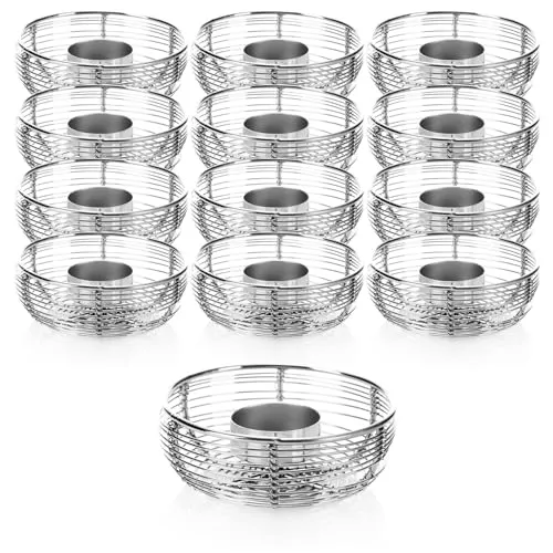 com-four® 12x Teelichthalter aus Metall - dekorativer Teelichthalter in Schalen-Form - Kerzenhalter für EIN gemütliches Ambiente - dekorativ (silberfarben - 12 Stück - M)