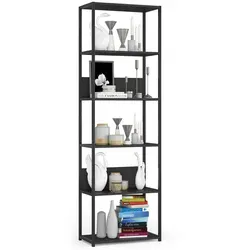 Raumhirsch Furniture Standregal Schwarz, 60x192x32 cm - Stilvolles Standregal im Loft-Stil mit sechs stabilen Ablagen für Bücher und Dekoration. Robuste Metallkonstruktion sorgt für Langlebigkeit und vielseitige Einsatzmöglichkeiten im Wohnzimmer, Flur oder Büro.