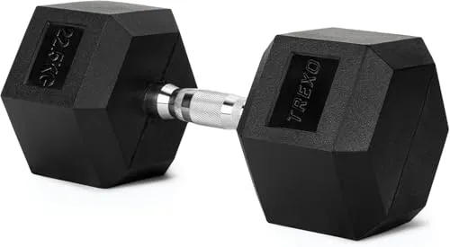 XTREXO Hexagon Hanteln 22,5 kg Hex Kurzhanteln mit Durable Gummierte Gusseisen für Krafttraining mit Ergonomischen Verchromte Griff Gewichte Training Zuhause Hantel für Männer un Frauen