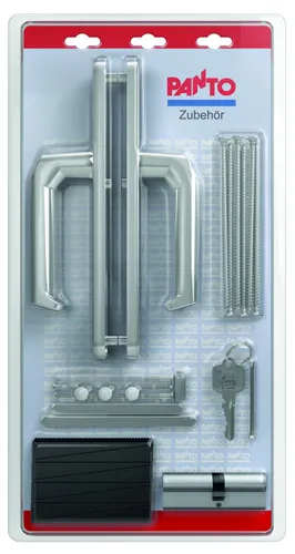 Produktbild Panto Drückergarnitur Aluminium 72/8 mm inkl. Zylinder und Montageset
