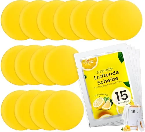 SereneLife Duftscheiben für Handtuchwärmer für Zuhause & Auto Duft für Aromatherapie, 15 Duftpads Mini Rund, Biologisch Abbaubar & Umweltfreundlich, für Langanhaltende Frische, Zitronenduft