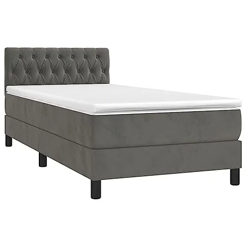 vidaXL Boxspringbett Dunkelgrau 90x190cm von vidaXL