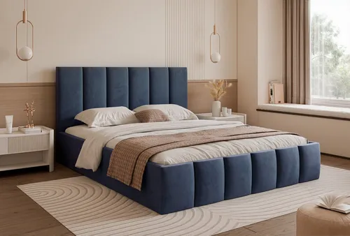 Goldstoff Polsterbett Modernes Designbett 