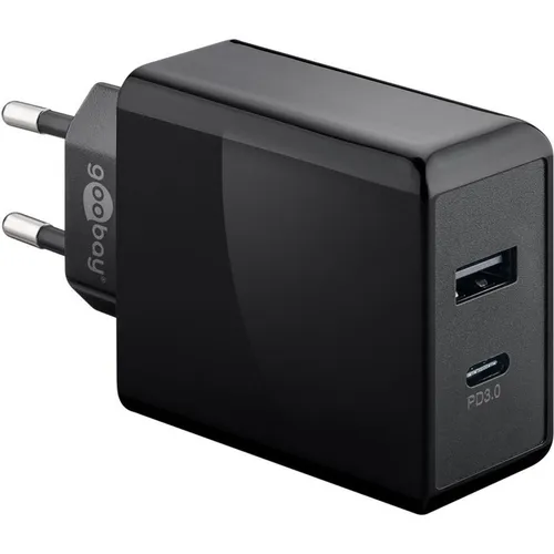 Goobay USB-C PD Dual-Schnellladegerät 30 Watt (schwarz, 1x