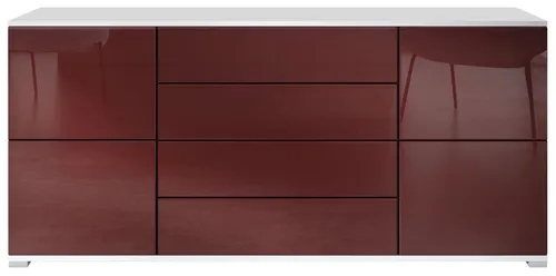 Sideboard Rova V2, Weiß matt/Bordeaux Hochglanz in rot von Vladon