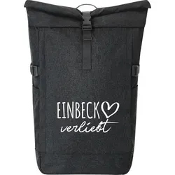 Huuraa Kurierrucksack Einbeck verliebt Geschenk 30-44 Liter Black Melange Roll-Top Fairtrade Einbeck Geschenkidee - Schwarz