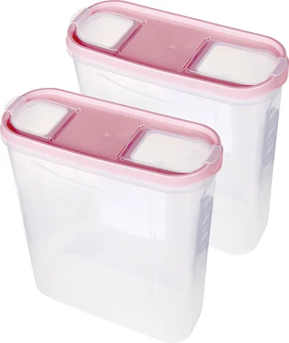 Vorratsdosen mit Deckel 4,5 Liter ( 2er Pack / Altrose ), Luftdicht Schüttdose BPA frei, Vorratsbehälter Set - Frischhaltedosen Klappdeckel