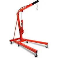 EBERTH Werkstattkran 1000kg – Klappbarer Motorkran mit 6 robusten Lenkrollen - Werkstattkran mit einer Tragkraft von bis zu 1,1 t, klappbar für einfache Lagerung und mobil dank 6 stabiler Lenkrollen.