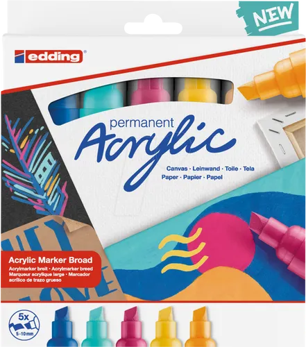 EDDING 5000/5A - Acrylmarker, 5 mm - 10 mm, sortiert, 5er Pack