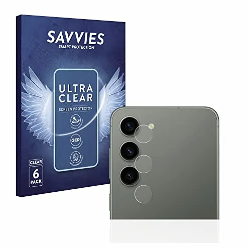Savvies 6 Stück Schutzfolie für Samsung Galaxy S23 (NUR Kameraschutz) Displayschutz-Folie Ultra-Transparent