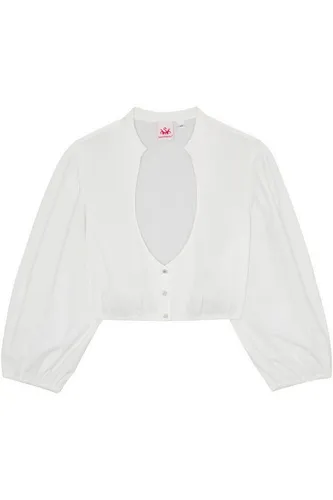 Spieth & Wensky Dirndlbluse Gertine - Offwhite 42 - Trachtenmode mit elegantem V-Ausschnitt und 3/4-Ärmeln, ideal für festliche Anlässe und perfekt kombinierbar zu jedem Dirndl.