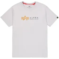 Alpha Industries Alpha Label T T-Shirt für Herren in Pastel Grey - T-Shirts für Herren im Regular Fit mit stylischem Brustprint und Flag Logolabel am Ärmel – ein Must-Have für trendbewusste Männer.