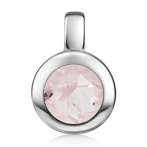Materia Rosenquarz Anhänger Silber 925 - Eleganter Damenanhänger aus 925 Sterling Silber mit echtem Rosenquarz. Perfekt als Geschenk und ideal zum Kombinieren mit passenden Schmuckstücken.