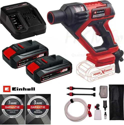 Einhell Akku-Druckreiniger Hypresso 18/24-1 Li mit 2 Akkus - Hochdruckreiniger mit max. Druck von 24 bar, inklusive 2 leistungsstarker 2,5 Ah Akkus für kabellosen Einsatz und flexibles Reinigen überall.