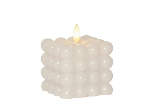 Produktbild MARELIDA LED-Kerze LED Kerze Bubble Würfel Cube Kerze Echtwachs H: 9,5cm Timer weiß