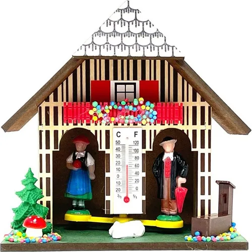 FeineHeimat Original Schwarzwald Wetterstation aus Holz, 12 cm
