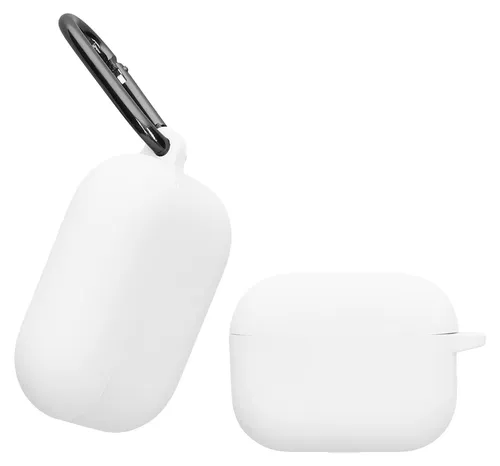 kwmobile Schutzhülle für Apple Airpods Pro 3 Hülle - TPU Silikon Case für Kopfhörer Ladecase - stoßfestes Cover mit Karabiner - Weiß