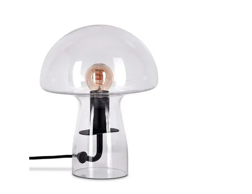 Hofstein Tischleuchte aus Metall und Glas in Schwarz und Klar - Moderne Tischlampe (18 cm) für Innenräume, ideal für Esszimmer, Flur oder Wohnzimmer. Stilvolles Design mit An-/Ausschalter, E14 Fassung für individuelle Lichtgestaltung.