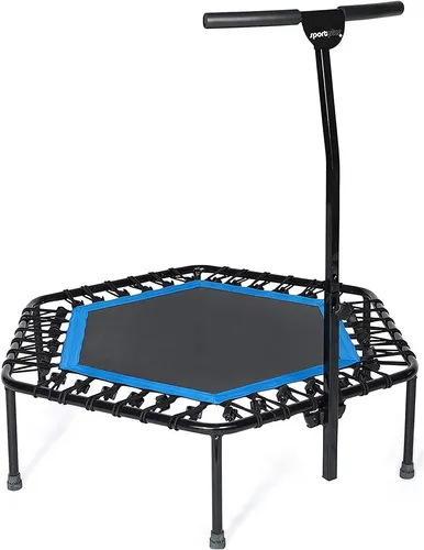 SportPlus Heim-Fitness-Trampolin mit Haltegriff 126 cm geräuscharm 130 kg ROBUST