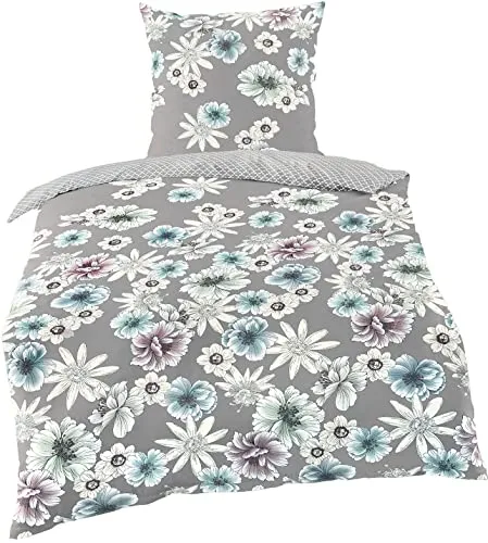 Jekatex Baumwoll-Satin Bettwäsche Dalia 135x200 cm - Bettwäsche-Set aus 100% Baumwolle, pflegeleicht, trocknergeeignet und hautfreundlich für erholsamen Schlaf.