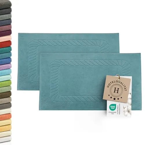 ZOLLNER 2er Set Badematten 50x70 cm in petrol von Zollner