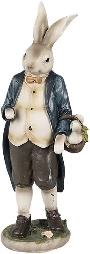 Clayre & Eef 6PR4027 Deko-Kaninchen Braun Blau 9x7x25 cm