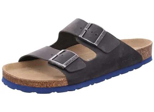 Rohde Herren Pantolette Leder Clog Schnalle Grado 5927 – Größe 43 EU, Grau - Pantoletten aus hochwertigem Leder mit rutschfester EVA-Sohle und atmungsaktivem Kork-Latex-Fußbett für optimalen Komfort – ideal für Freizeit und Alltag.