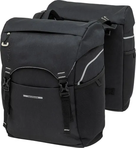 New Looxs Sports Double Dubbele Fietstas – 32 Liter, Schwarz - Fahrradtaschen aus wasserabweisendem Polyester, sportlich und praktisch mit Reflexion an 3 Seiten und zusätzlichen Fächern für optimalen Stauraum.