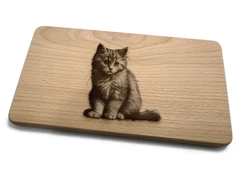 eXODA Frühstücksbrett Frühstücksbrettchen Katze Motiv aus Buchenholz 22 x 12 x 1 cm, Holz, (1-St)