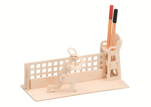 Pebaro 3D-Puzzle Holzbausatz Stiftehalter Tennis, 840/2, 18 Puzzleteile