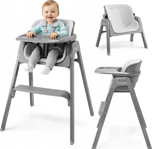 Moby-System NOXI 3in1 Hochstuhl klappbar Grau – Flexibler Hochstuhl für jedes Alter