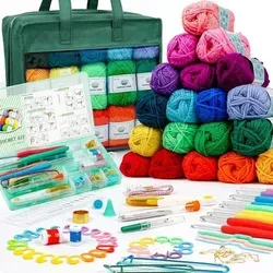 Häkelgarn Set Acrylknäuel 1509m 30 Farben mit Tasche - Vielseitiges Häkelgarn Set mit 1509m in 30 Farben für kreative Projekte. Ideal für Amigurumi, Schals und mehr. Praktische Tasche für Ordnung und Transport – perfekt für Hobbyisten!