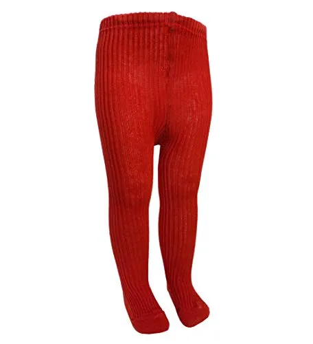 Weri Spezials Baby und Kinder Strumpfhose 100% Baumwolle für Mädchen und Jungen 2:2 Rippe, noch mehr Natur auf der Haut. (74, Rot)