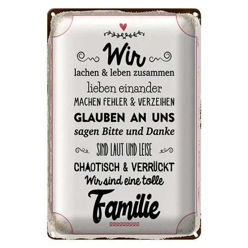Blechschild Spruch 40x30cm Wir lachen und leben zusammen