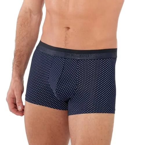 Hom Trunk Max blau XL - Herrenunterhosen in navy mit gepunktetem Design, aus 73% Polyamid und 27% Elasthan für hohen Tragekomfort. Maschinenwaschbar und ideal für den Alltag.