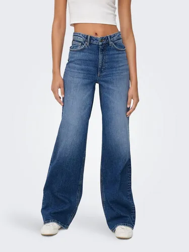 ONLY Female Jeans ONLJUICY mit weitem Bein und hoher Taille - Stilvolle Jeans mit weitem Beinschnitt, gefertigt aus 79% Bio-Baumwolle und 20% recycelter Baumwolle. Ideal für einen lässigen Look und hohen Tragekomfort.