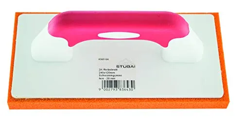 STUBAI Reibebrett feiner Schwammgummi 10 mm | 280 x 140 mm | Profi Kunststoffreibebrett für Verputzarbeiten, Betonarbeiten und zum Fliesenlegen im Innen- als auch im Außenbereich