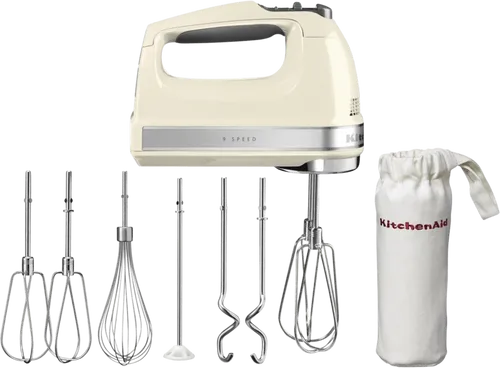 Kitchenaid 5KHM9212EAC Creme Handmixer - Kompakter Handmixer mit 85W Leistung, ideal für müheloses Mixen und Rühren in der Küche, in eleganter Cremefarbe.