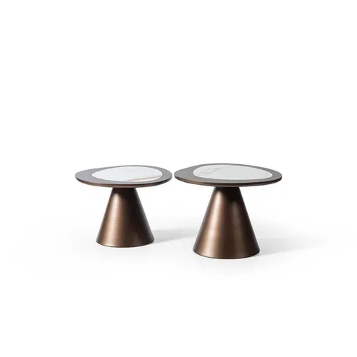 Stilvolles Couchtisch-Set mit Marmor-Einsätzen - Elegantes Couchtisch-Set aus Holz mit konischen Füßen. Ideal für moderne Wohnräume, bringt es einen Hauch von Luxus und Funktionalität in Ihr Zuhause. Montage erforderlich, 2 Jahre Herstellergarantie.