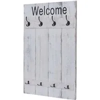 MCW Wandgarderobe Weiß, Holz 60x90x8 cm - Garderobe im Shabby-Look mit 8 Haken, ideal zur praktischen und dekorativen Aufwertung jedes Raums.