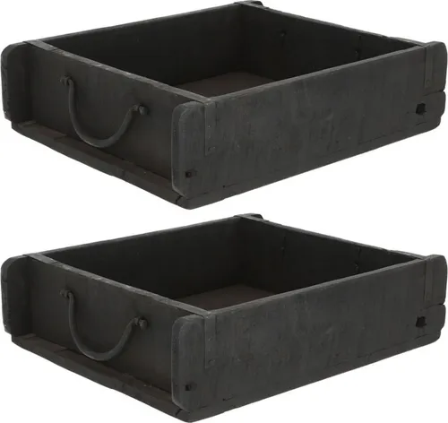 Novaliv Vintage Holzkiste 2er Set – Schwarz, 30 x 25 x 8 cm - Praktische Holzkisten im Vintage-Stil, ideal zur Aufbewahrung und Dekoration. Jede Kiste ist ein Unikat aus recyceltem Altholz und vielseitig einsetzbar – perfekt für Küche, Wohnzimmer oder Garten.