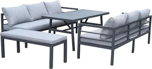 Maia Gartenlounge Aluminium grau für 8 Personen - Stilvolle Maia Aluminium Lounge-Set für 8 Personen: Witterungsbeständig, pflegeleicht und individuell kombinierbar. Ideal für entspannte Momente im Garten.