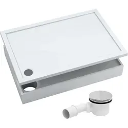 AQUABAD Duschwanne Komplettset Basic Smooth White 80x120cm - Duschkabinen & -wände mit stabilem Styroporträger für hohe Druckfestigkeit und einfache Fliesenverlegung. Hochglanz-Acryl, antibakteriell und leicht zu reinigen.