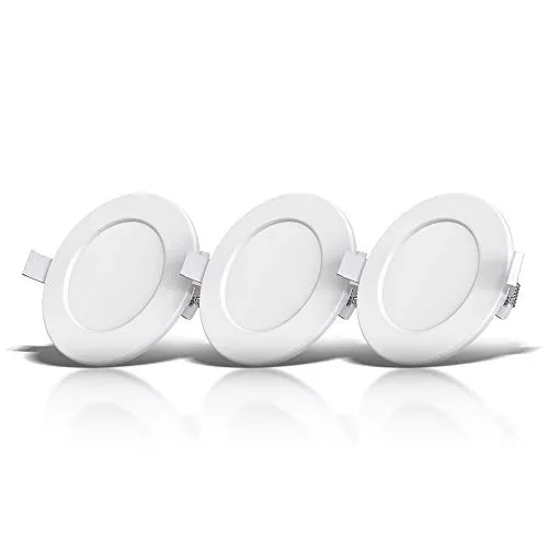 B.K.Licht - 3er Set LED Bad Einbaustrahler 230V flach, warmweiße Lichtfarbe, Lochdurchmesser 100mm, LED Spot, Deckenspots, Spots, Einbauleuchten, Einbauspots, Badezimmer, 115x30 mm, Weiß