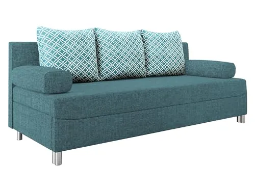 Mirjan24 Schlafsofa Dover, Sofa mit Bettkasten und Schlaffunktion, Bettsofa, Farbauswahl, Schlafcouch mit Chromfüße, Couch, Couchgarnitur (Schlafsofa ohne Polsterhocker, Lux 30 + Evo 30)