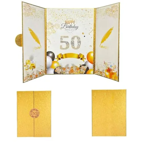 Geburtstagskarte 50 Jahre Mann Frau,50 geburtstag karte, Geburtstagsgeschenk für Männer Frauen Mama Papa zum 50, Geschenke zum 50 Geburtstag Mann Frau,Gästebuch Geburtstag für Deko 50 Geburtstag