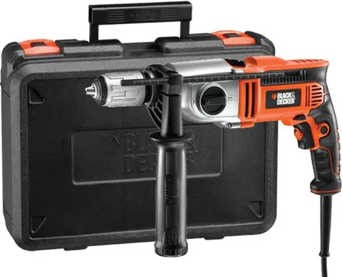 BLACK+DECKER KR1102K-QS Hammerbohrer 1100W - Bohrmaschinen mit 2-Gang-Getriebe für optimale Leistung: Wählen Sie zwischen hoher Geschwindigkeit und starkem Drehmoment. Inklusive praktischem Transportkoffer.