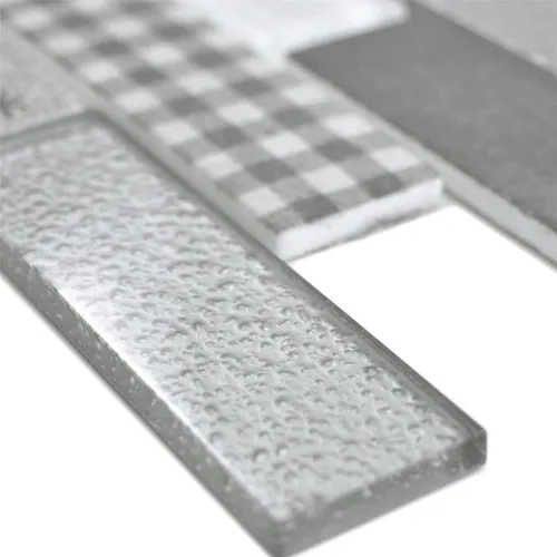 Glasmosaik Fliesen Lunatic Retrooptik Brick Grau in grau von Mosafil