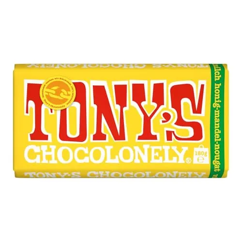TONY'S CHOCOLONELY – Vollmilchschokolade mit Honig, Mandeln & Nougat 180 g