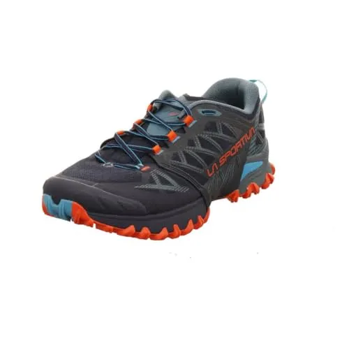 La Sportiva Bushido III Wide Laufschuh - Deep Sea/Cherry Tomato (42) - Laufschuhe mit neuer weite Passform und atmungsaktivem Material, ideal für Trailrunning und Outdoor-Aktivitäten. Für maximalen Grip sorgt die FriXion Red Außensohle auf jedem Terrain.